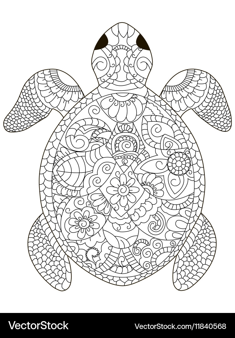 Sea Turtle Zentangle Coloring Page Royalty Free Vector Image Sea Turtle Zentangle Coloring Page Royalty Free Vector Image