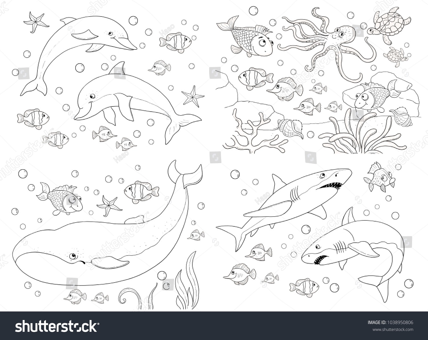 Set Cute Sea Animals Ocean Coloring Stock Illustration 1038950806 Shutterstock Set Cute Sea Animals Ocean Coloring Stock Illustration 1038950806 Shutterstock