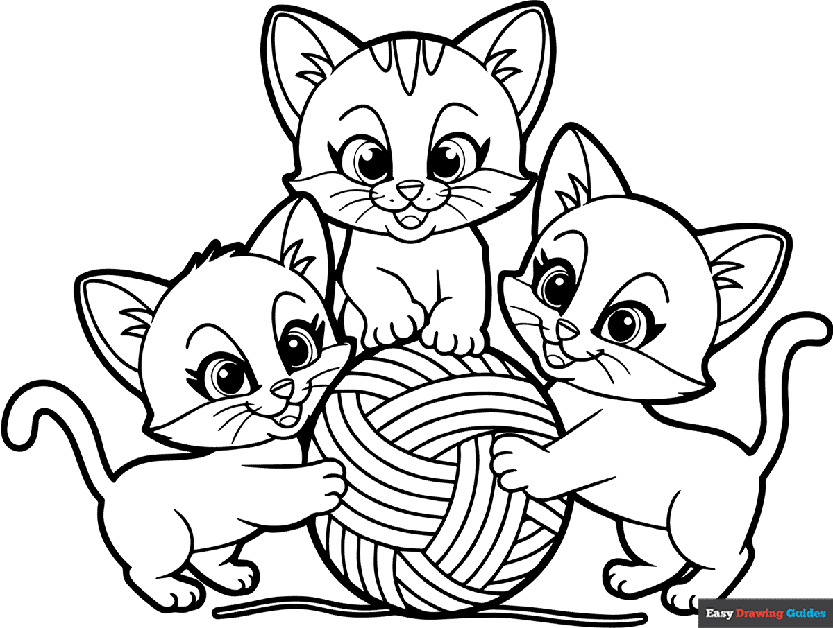 Silly Cats Playing With Ball Of Yarn Coloring Page Easy Drawing Guides Silly Cats Playing With Ball Of Yarn Coloring Page Easy Drawing Guides
