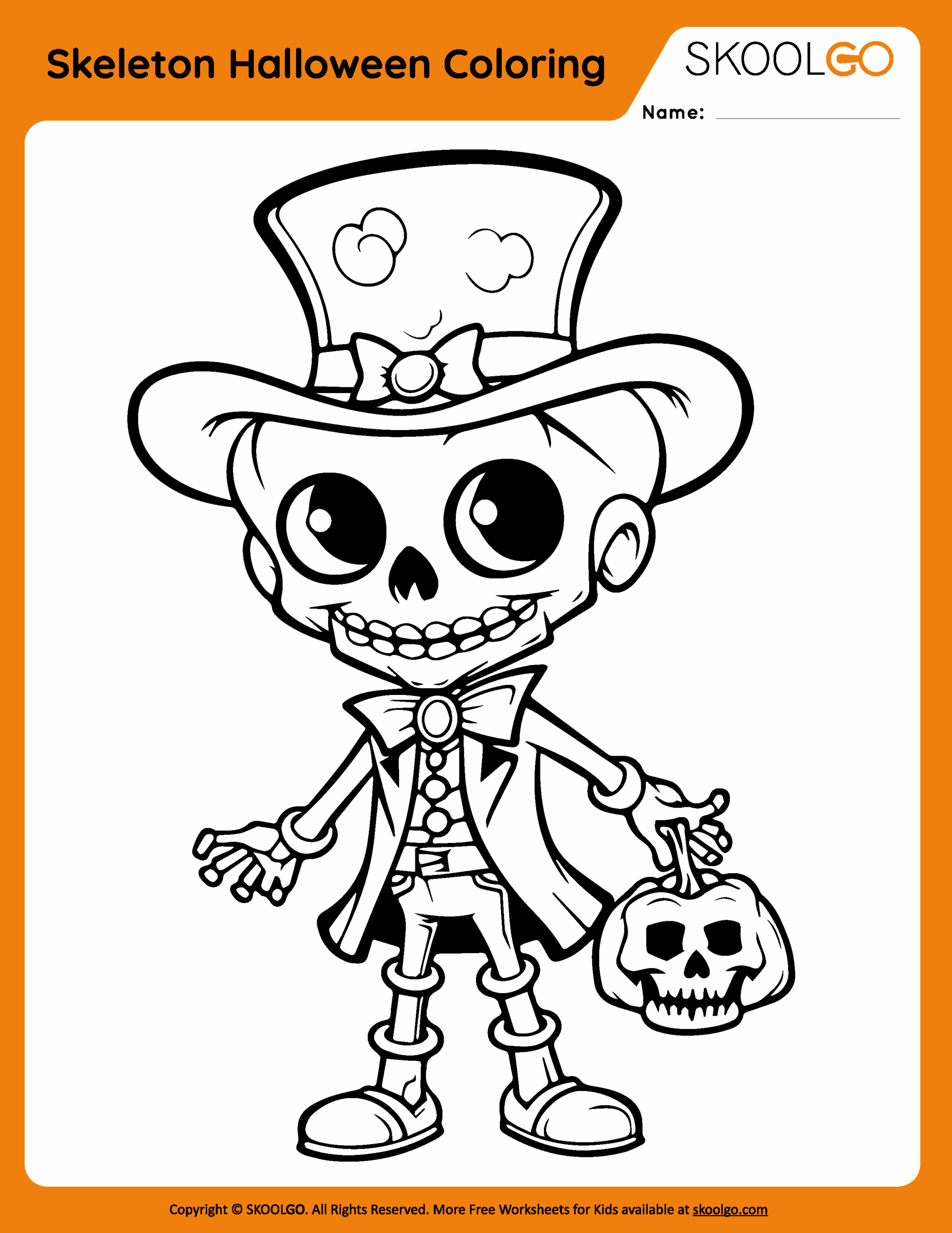 Skeleton Halloween Coloring SKOOLGO