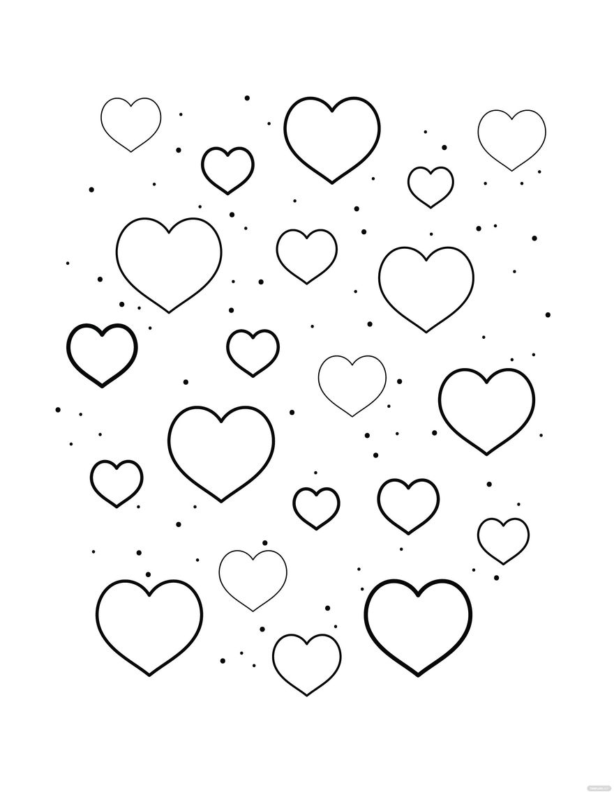 Small Heart Shape Coloring Page In Illustrator PDF SVG JPG EPS PNG Download Template