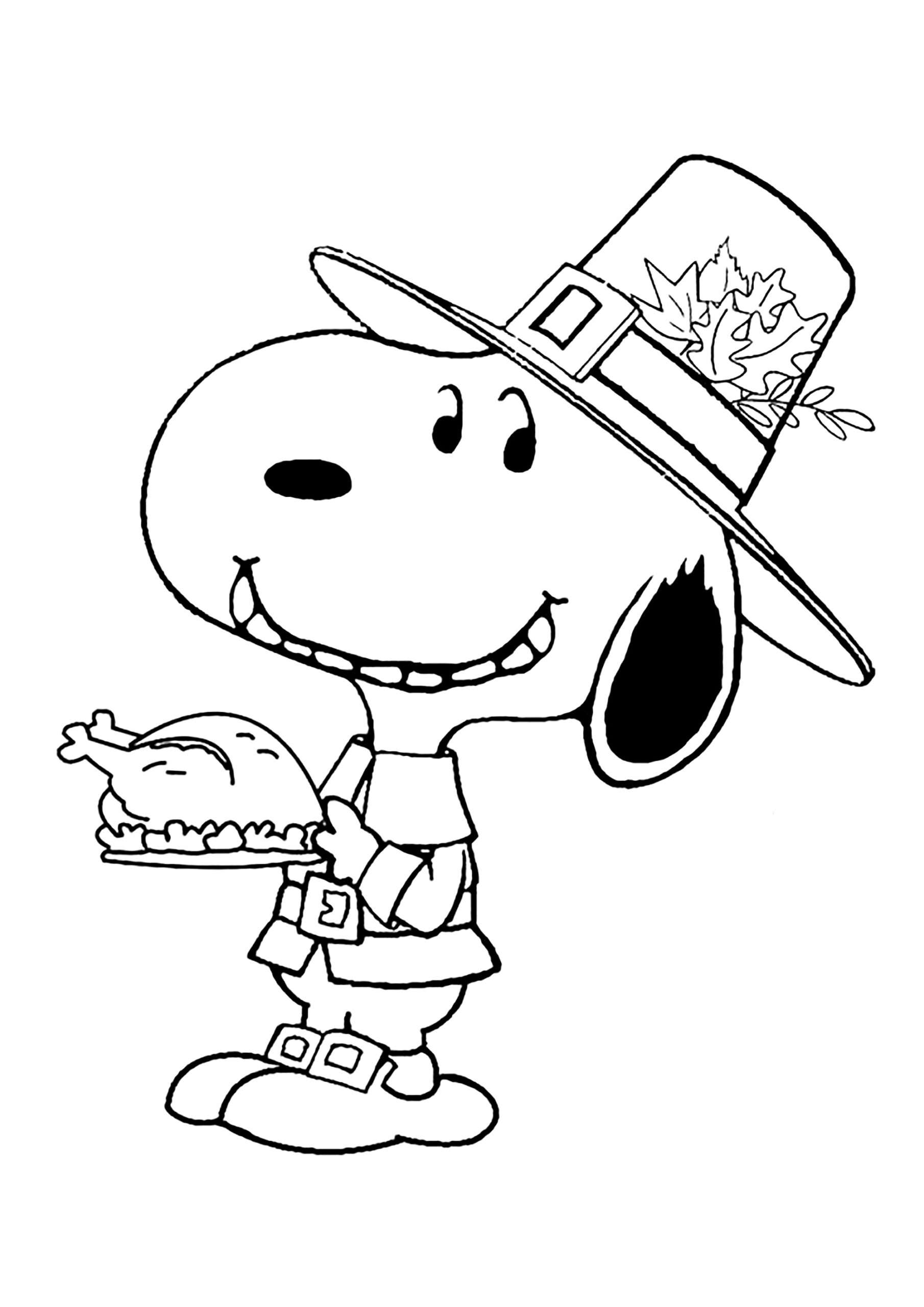 Snoopy Ready To Celebrate Thanksgiving Snoopy Coloring Pages Snoopy Ready To Celebrate Thanksgiving Snoopy Coloring Pages