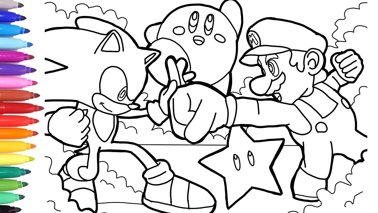 Sonic Vs Mario Coloring Pages How To Draw Mario How To Draw Sonic Videogame Coloring Pages YouTube