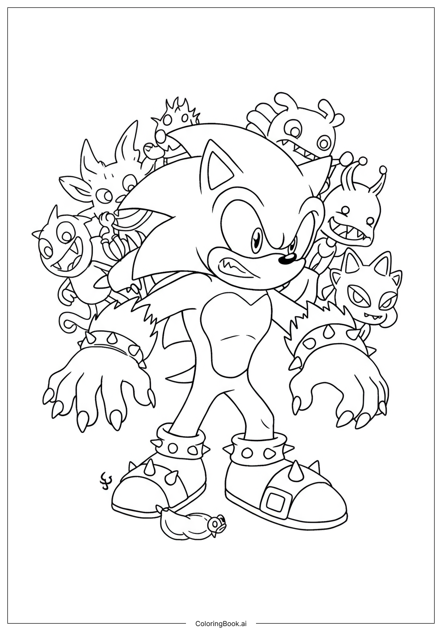 Sonic Werehog Smashing Dark Creatures Coloring Page Free PDF PNG Printable  Sonic Werehog Smashing Dark Creatures Coloring Page Free PDF PNG Printable