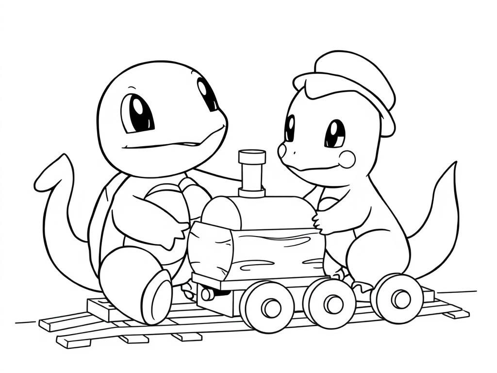 Squirtle And Charmander On A Train Coloring Page Free Printable Coloring Page Squirtle And Charmander On A Train Coloring Page Free Printable Coloring Page