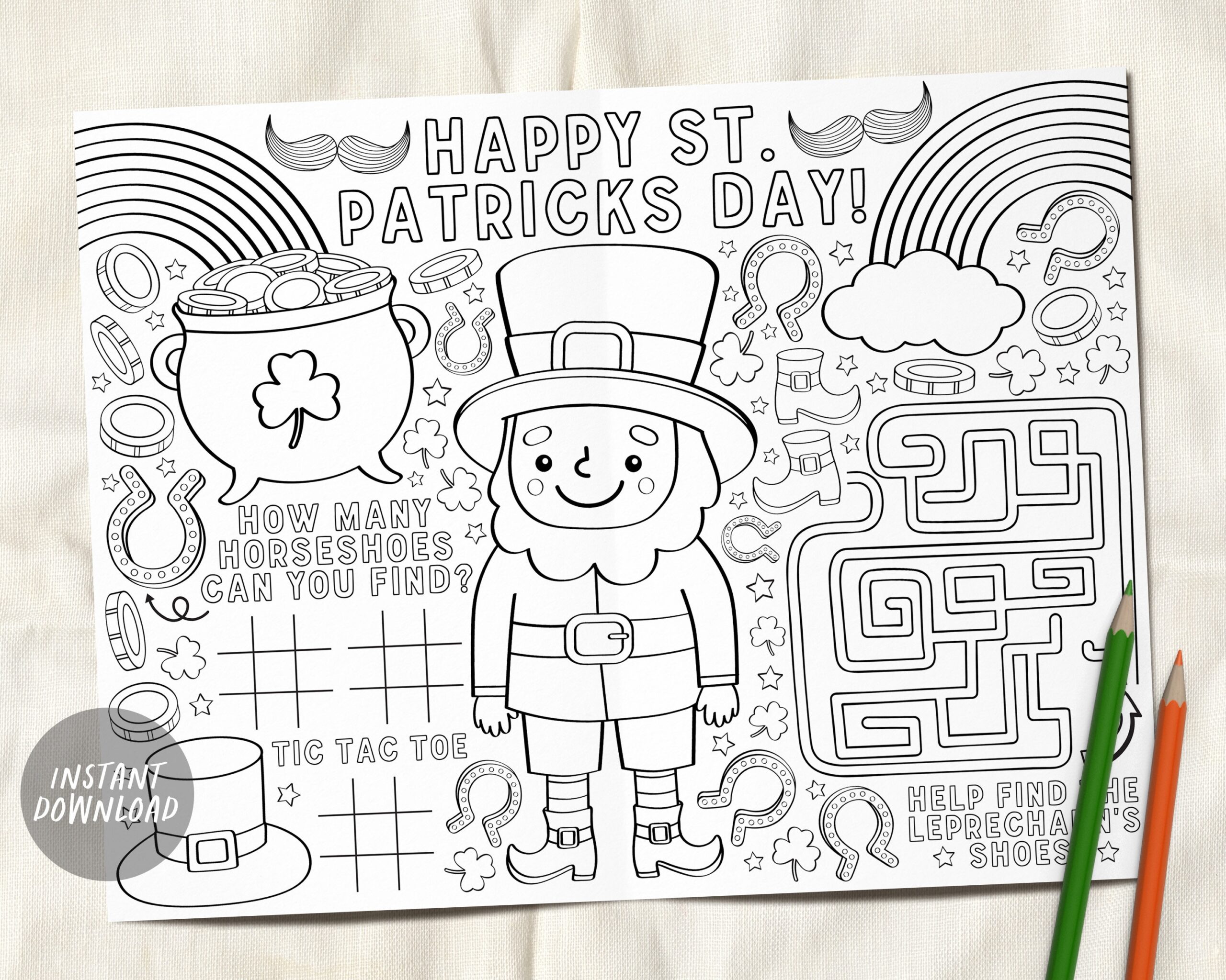 St Patricks Day Coloring Placemat For Kids Printable Saint Patty s Spring Coloring Page Activity Sheet Table Mat Games Instant Download Etsy St Patricks Day Coloring Placemat For Kids Printable Saint Patty s Spring Coloring Page Activity Sheet Table Mat Games Instant Download Etsy