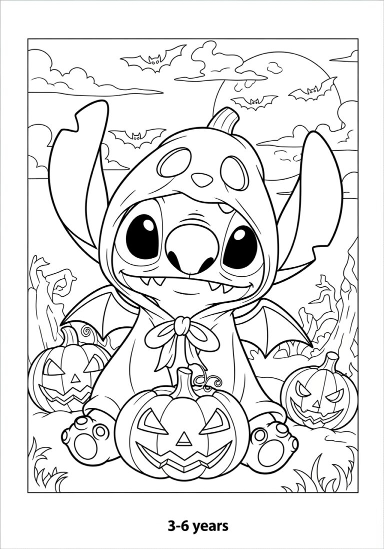 Stitch In Halloween Costume Coloring Page Printable