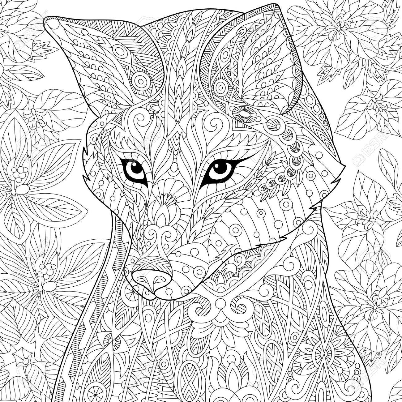 Stylized Cartoon Wild Fox Animal And Hibiscus Flowers Freehand Sketch For Adult Anti Stress Coloring Book Page With Doodle And Zentangle Elements Royalty Free SVG Cliparts Vectors And Stock Illustration Image 70128109  Stylized Cartoon Wild Fox Animal And Hibiscus Flowers Freehand Sketch For Adult Anti Stress Coloring Book Page With Doodle And Zentangle Elements Royalty Free SVG Cliparts Vectors And Stock Illustration Image 70128109