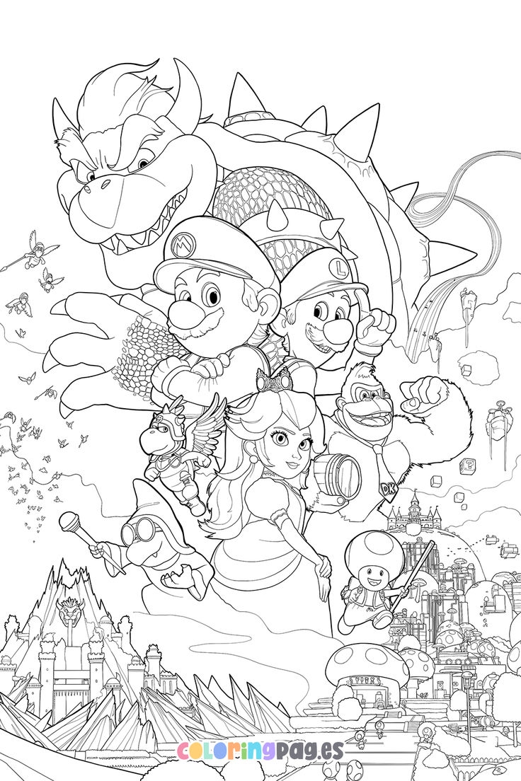 Super Mario Bros Movie Poster Coloring Page Super Mario Bros Movie Poster Coloring Page