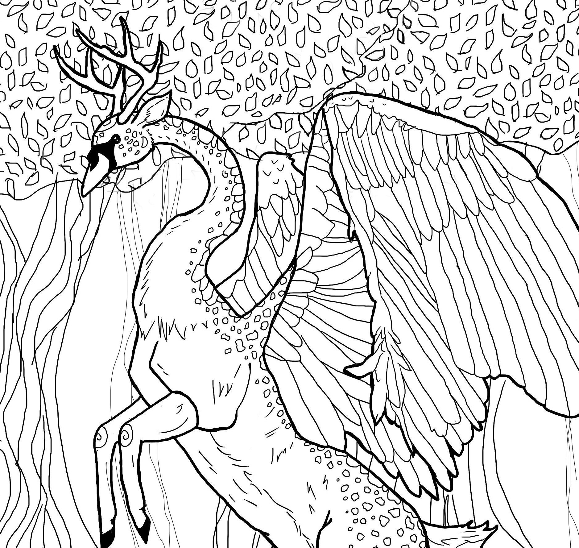 Swan Deer Hippogriff Downloadable Coloring Page Etsy Swan Deer Hippogriff Downloadable Coloring Page Etsy