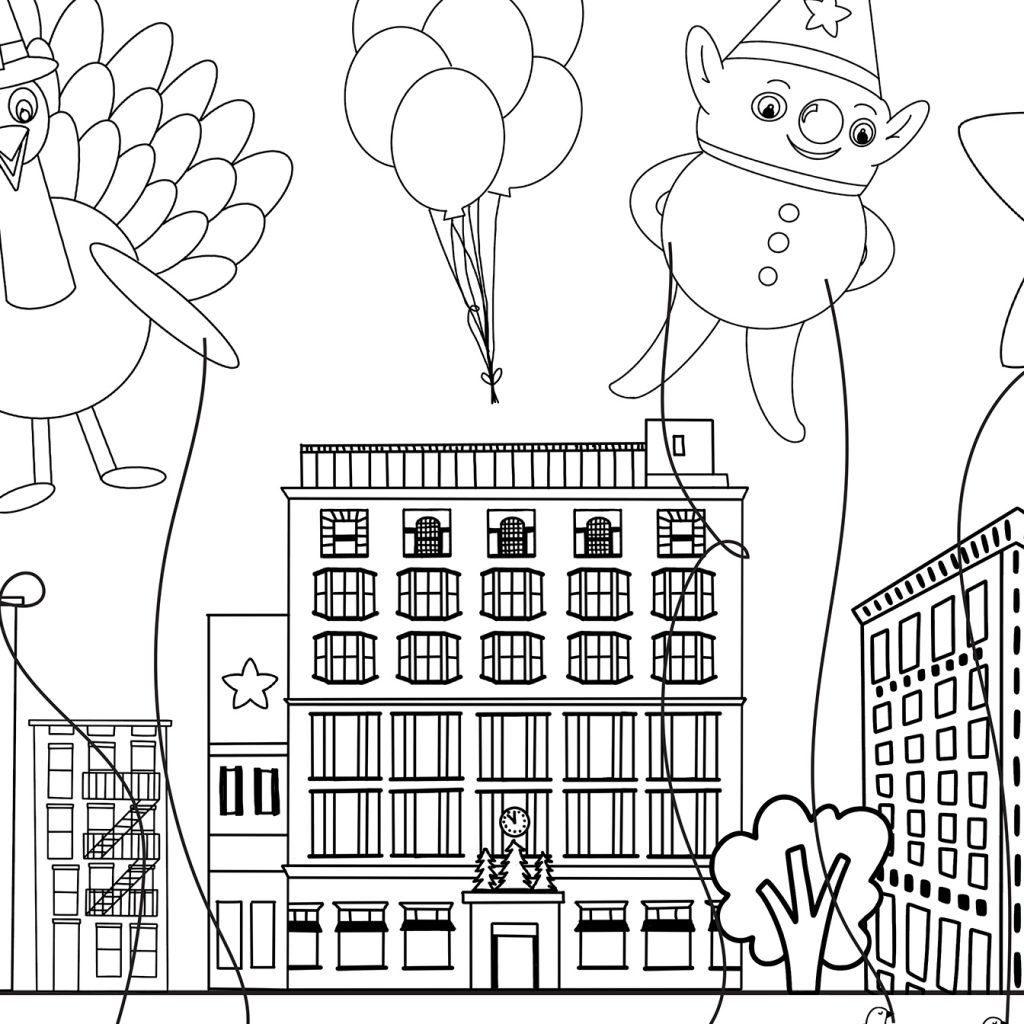 Thanksgiving Parade Placemat Coloring Page Pineapple Paper Co  Thanksgiving Parade Placemat Coloring Page Pineapple Paper Co