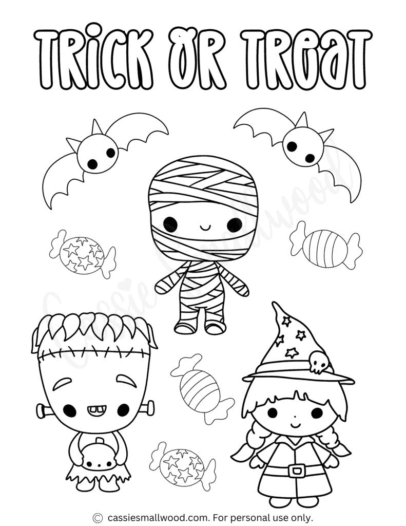 THE CUTEST Trick Or Treat Coloring Pages Cassie Smallwood THE CUTEST Trick Or Treat Coloring Pages Cassie Smallwood