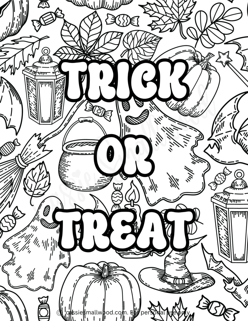 THE CUTEST Trick Or Treat Coloring Pages Cassie Smallwood