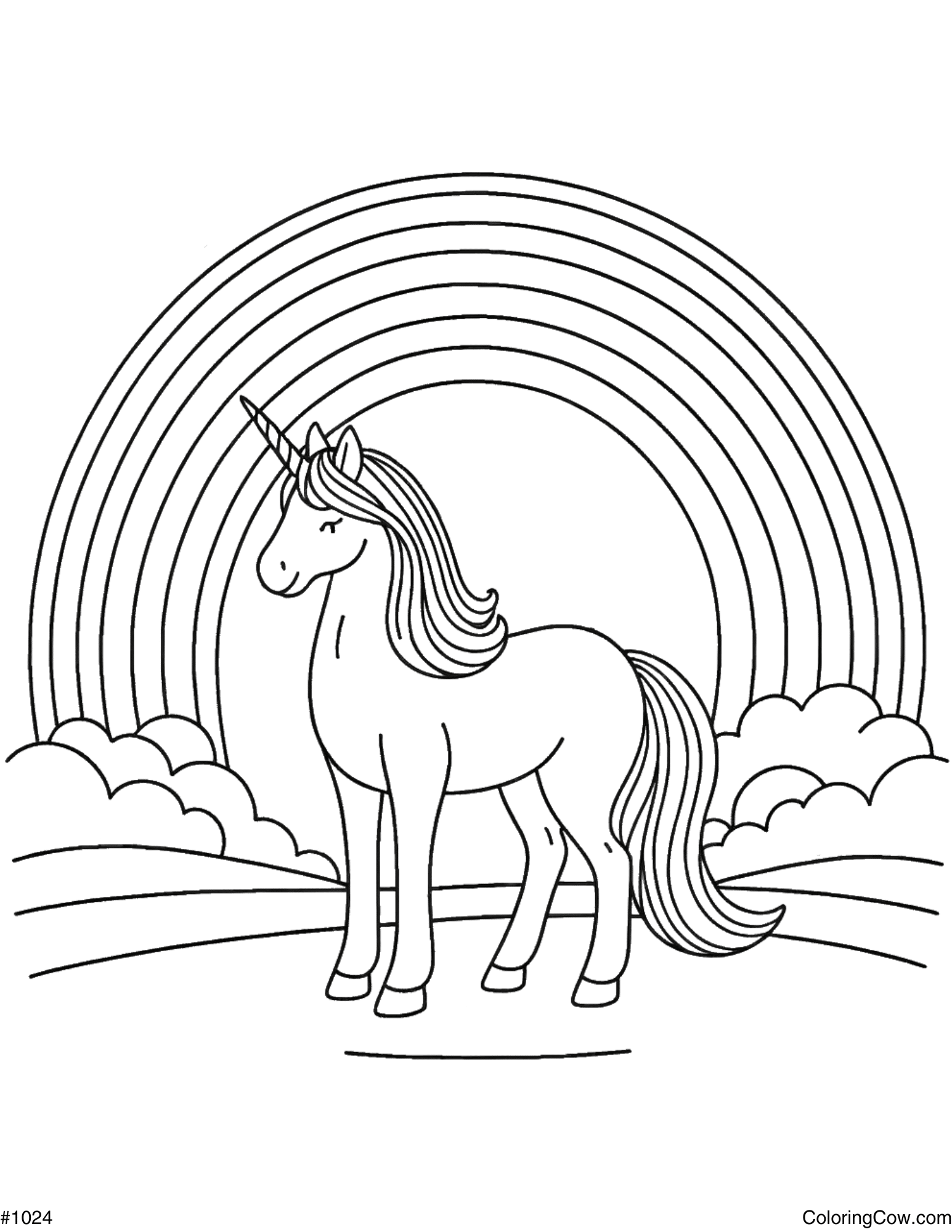 Unicorn And Rainbow Coloring Page Unicorn And Rainbow Coloring Page