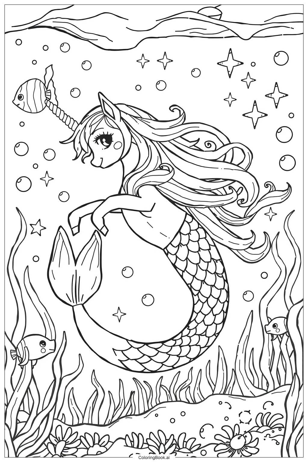 Unicorn Mermaid Dreams 2 Coloring Page Free PDF PNG Printable  Unicorn Mermaid Dreams 2 Coloring Page Free PDF PNG Printable