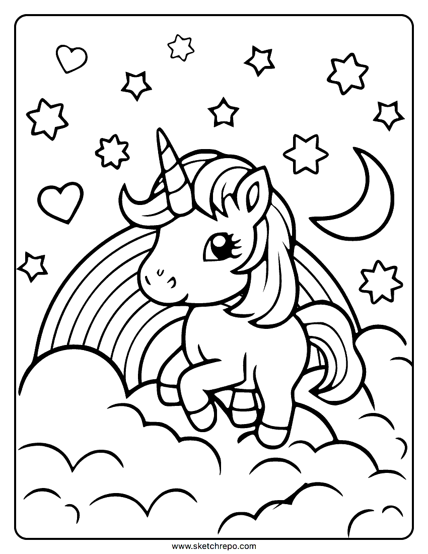 Unicorn With Rainbow Coloring Page Sketch Repo Unicorn With Rainbow Coloring Page Sketch Repo