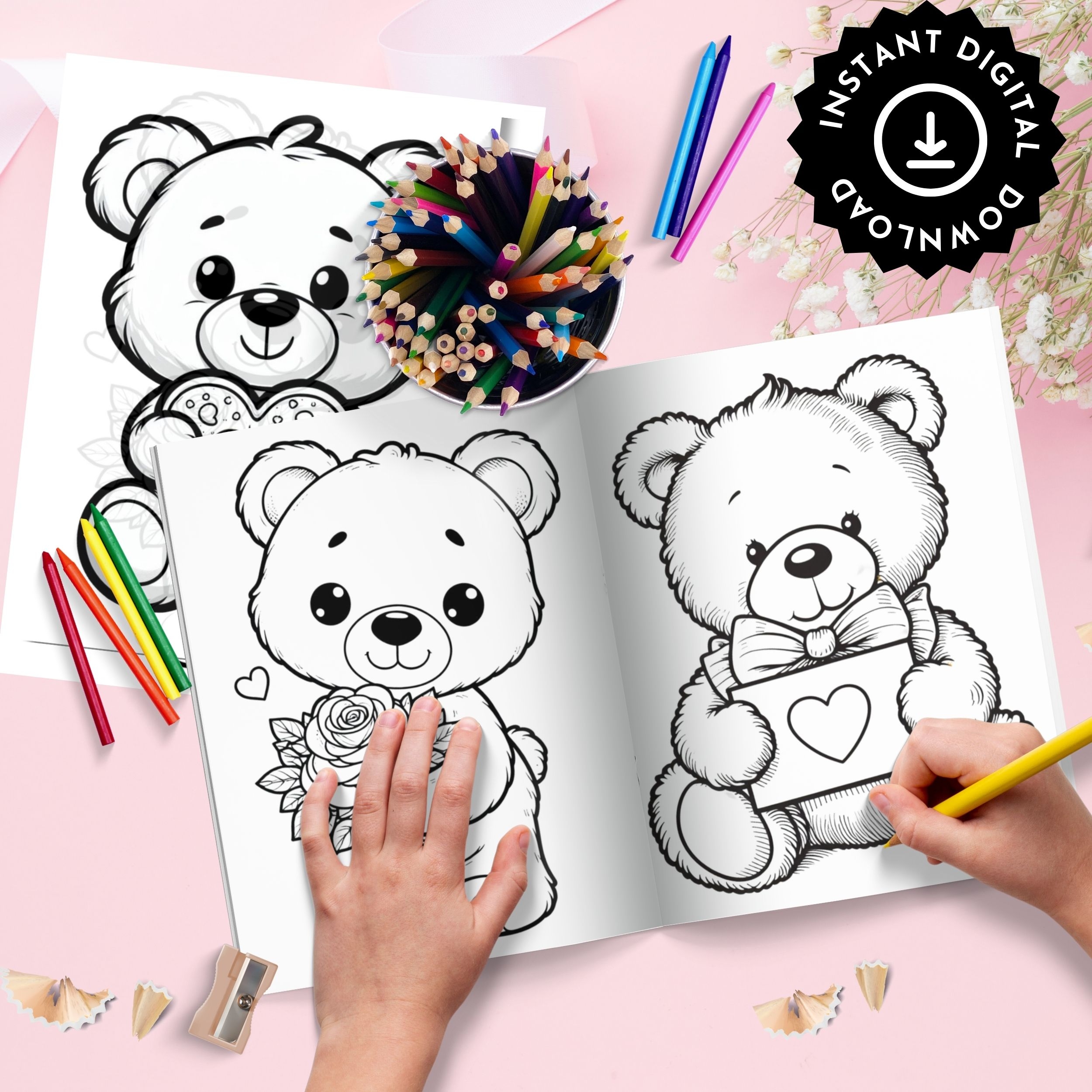 Valentine Bear Coloring Pages Kids And Adults Easy To Challenging Styles Made By Teachers