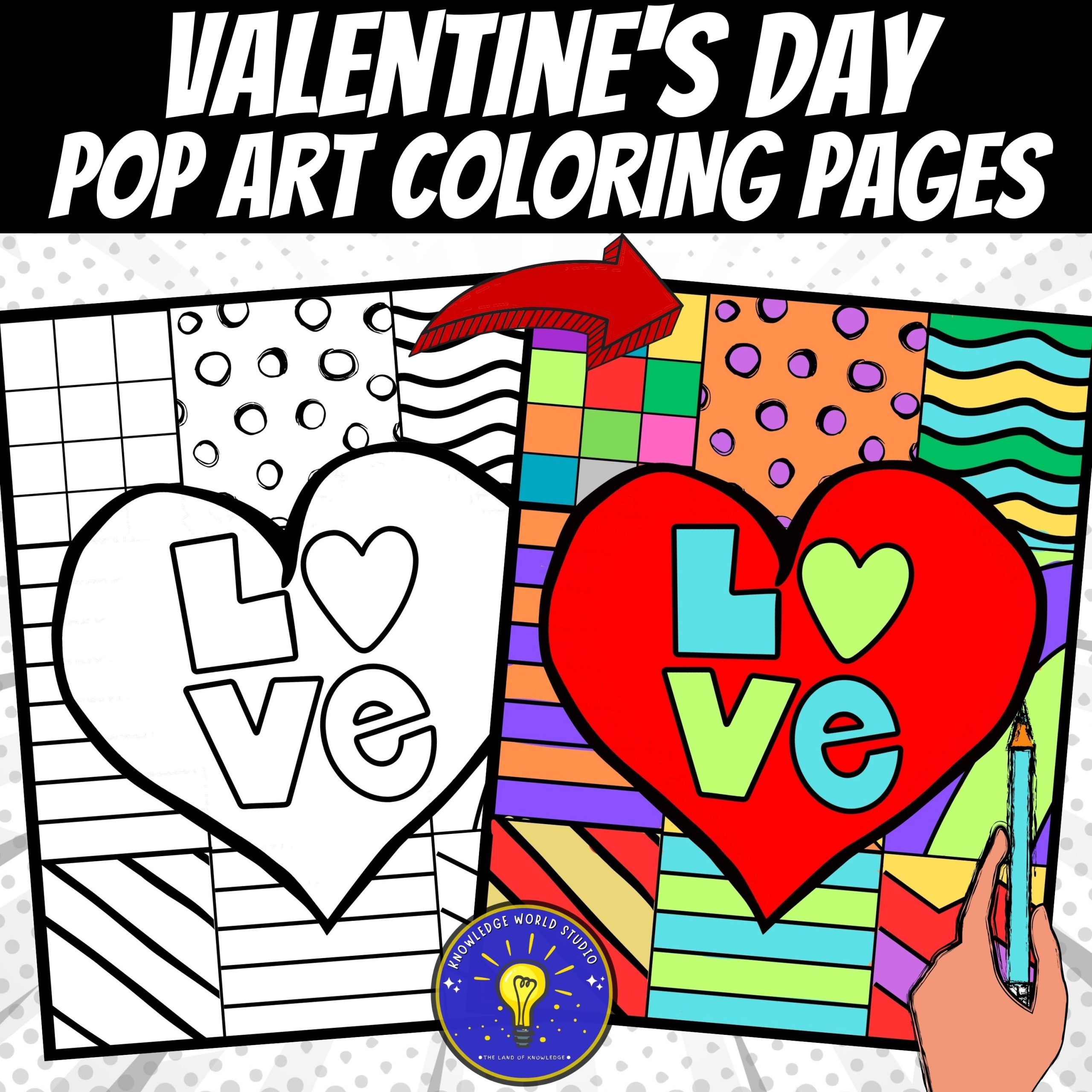 Valentines Day Coloring Pages Pop Art Inspired Coloring Sheets Made By Teachers