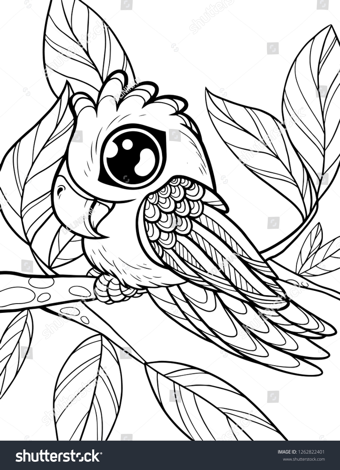 Vector Coloring Page Children Cute Animals Stock Vector Royalty Free 1262822401 Shutterstock