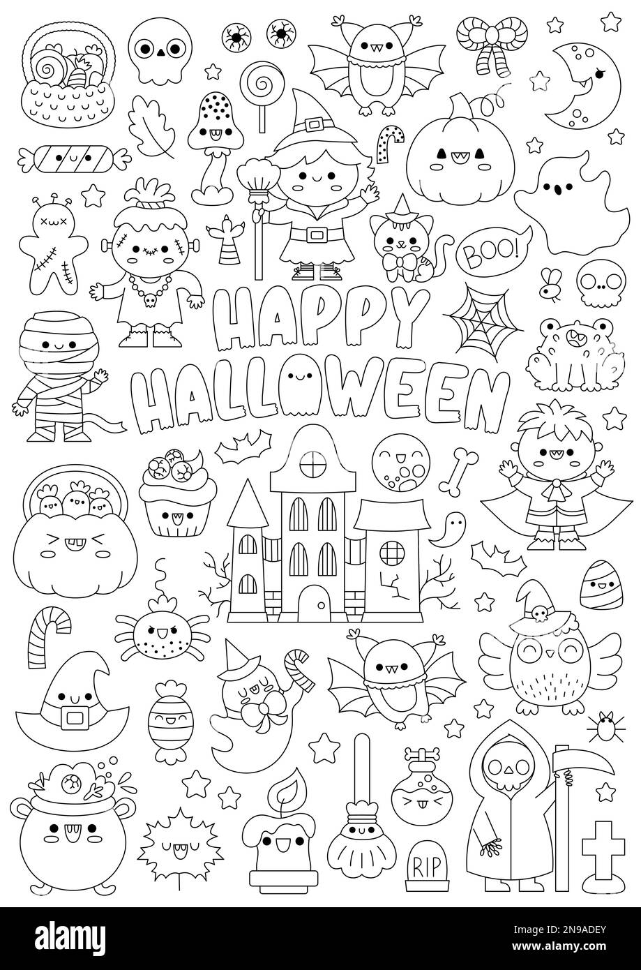 Vector Halloween Vertical Line Coloring Page For Kids With Cute Kawaii Characters Black And White Autumn Holiday Illustration With Witch Vampire Gh Stock Vector Image Art Alamy Vector Halloween Vertical Line Coloring Page For Kids With Cute Kawaii Characters Black And White Autumn Holiday Illustration With Witch Vampire Gh Stock Vector Image Art Alamy