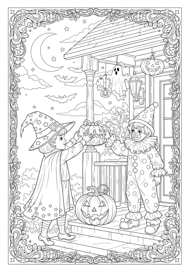 Vintage Halloween Coloring Pages For Kids Printable Fun