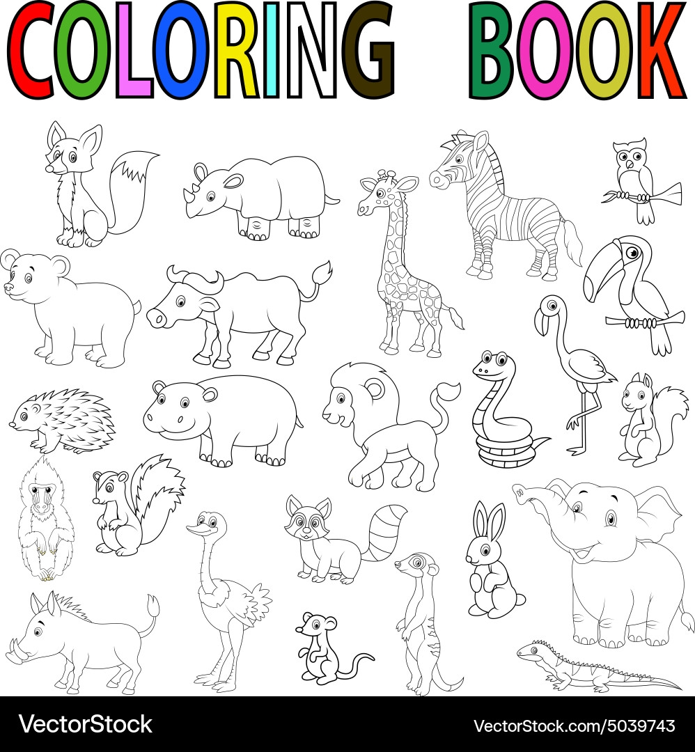 Wild Animal Coloring Pages Royalty Free Vector Image Wild Animal Coloring Pages Royalty Free Vector Image