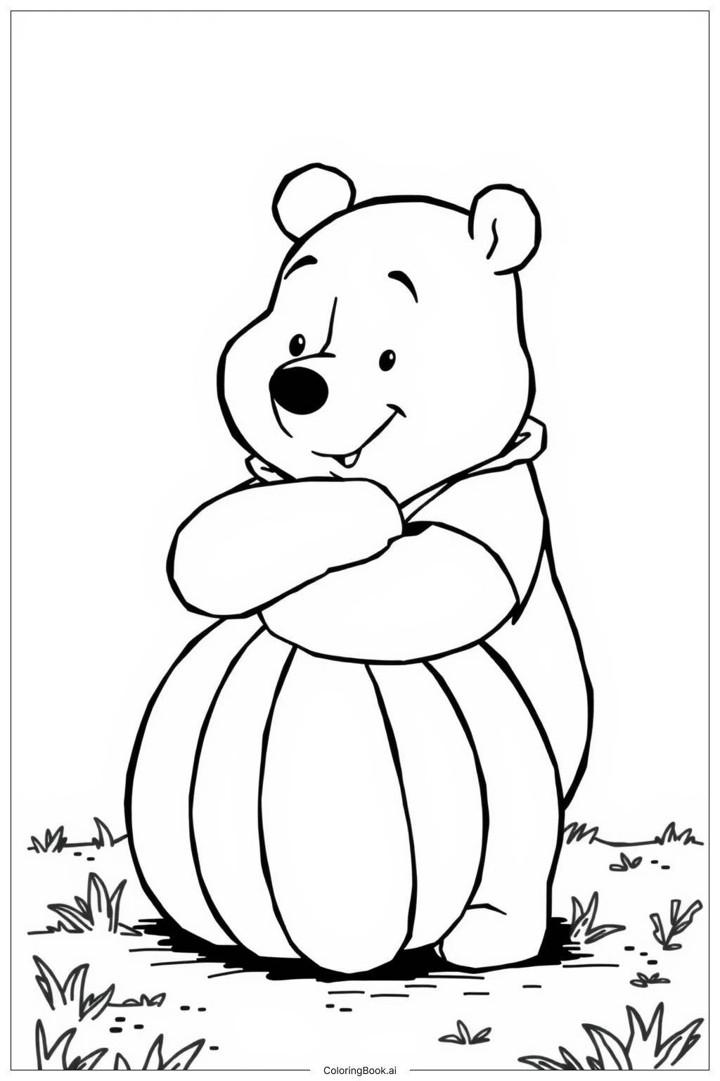 Winnie The Pooh Halloween Pumpkin Coloring Page Free PDF PNG Printable 