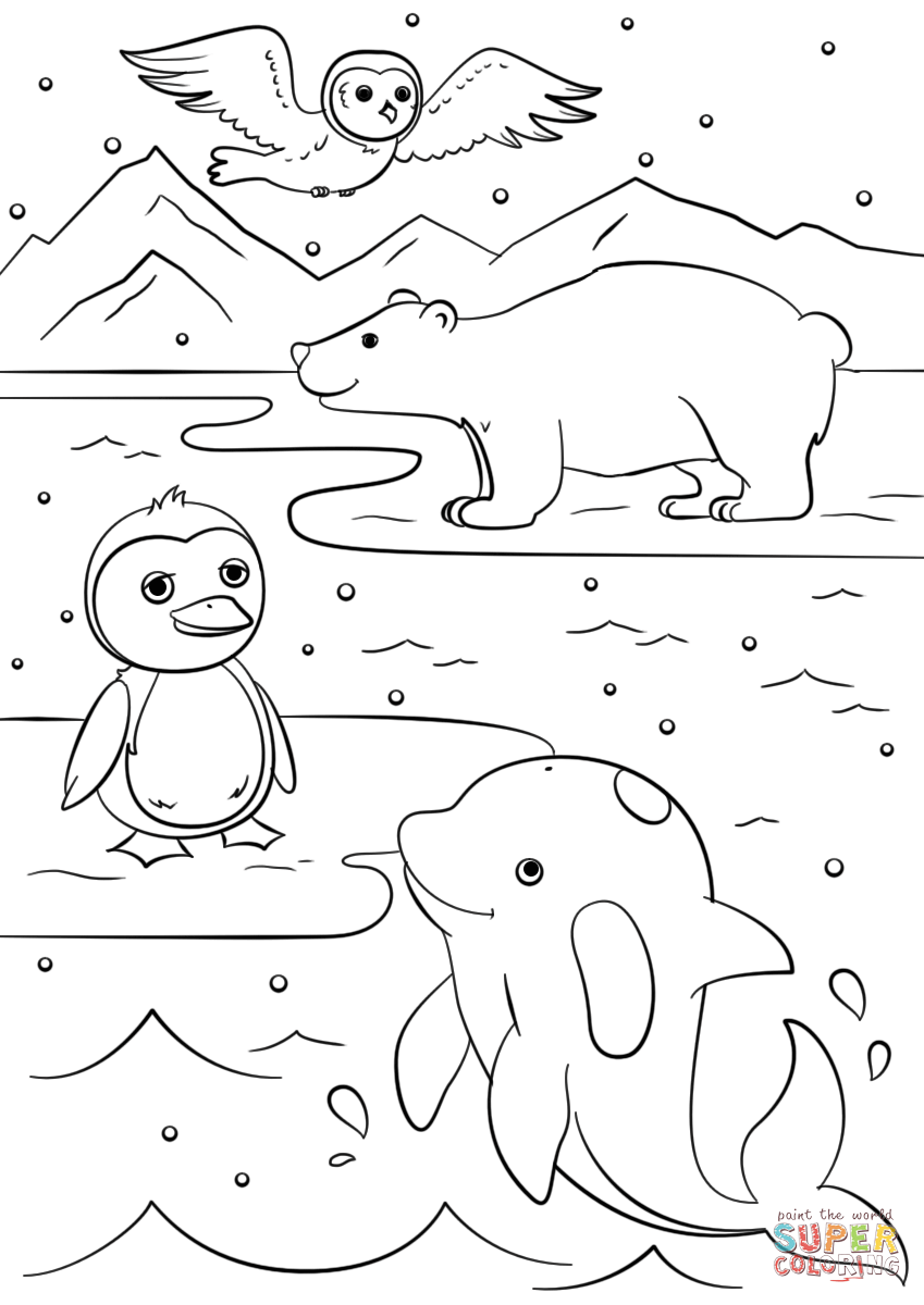 Winter Animals Coloring Page Free Printable Coloring Pages Worksheets Library