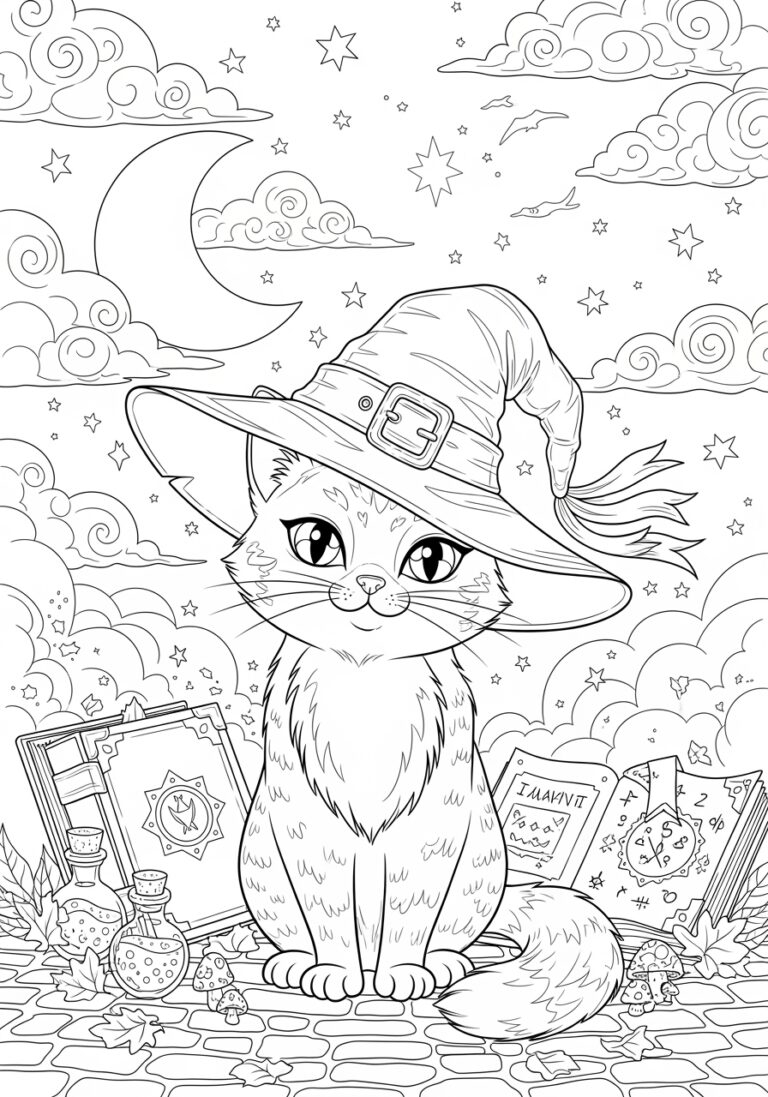 halloween cat coloring pages