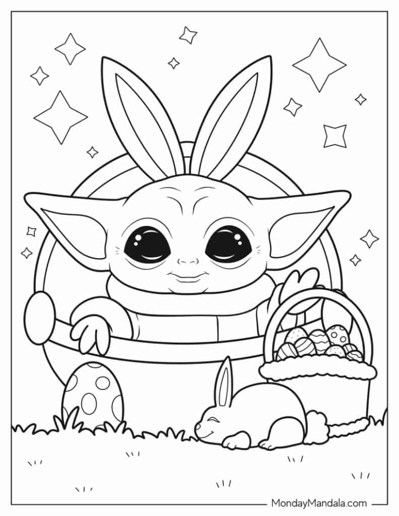 24 Baby Yoda Coloring Pages Free PDF Printables