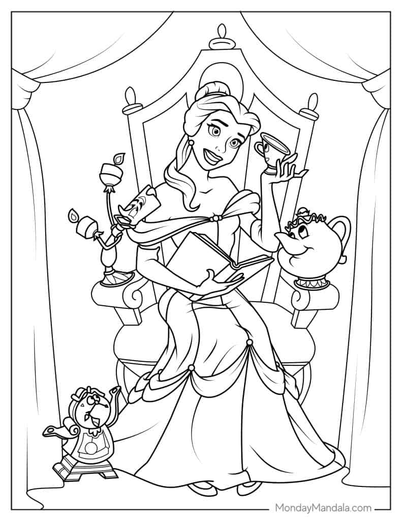 24 Belle Coloring Pages Free PDF Printables 