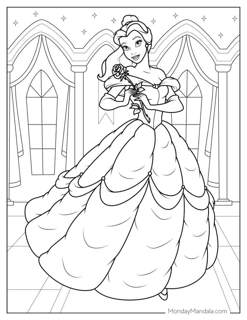 24 Belle Coloring Pages Free PDF Printables 