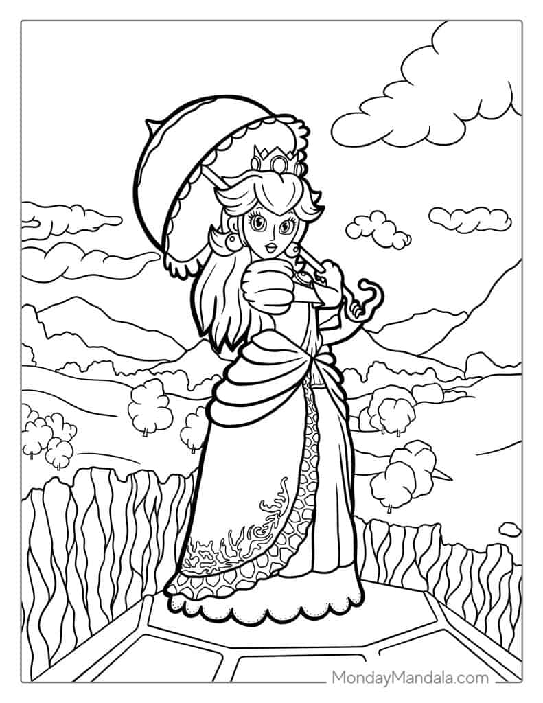 coloring pages princess peach