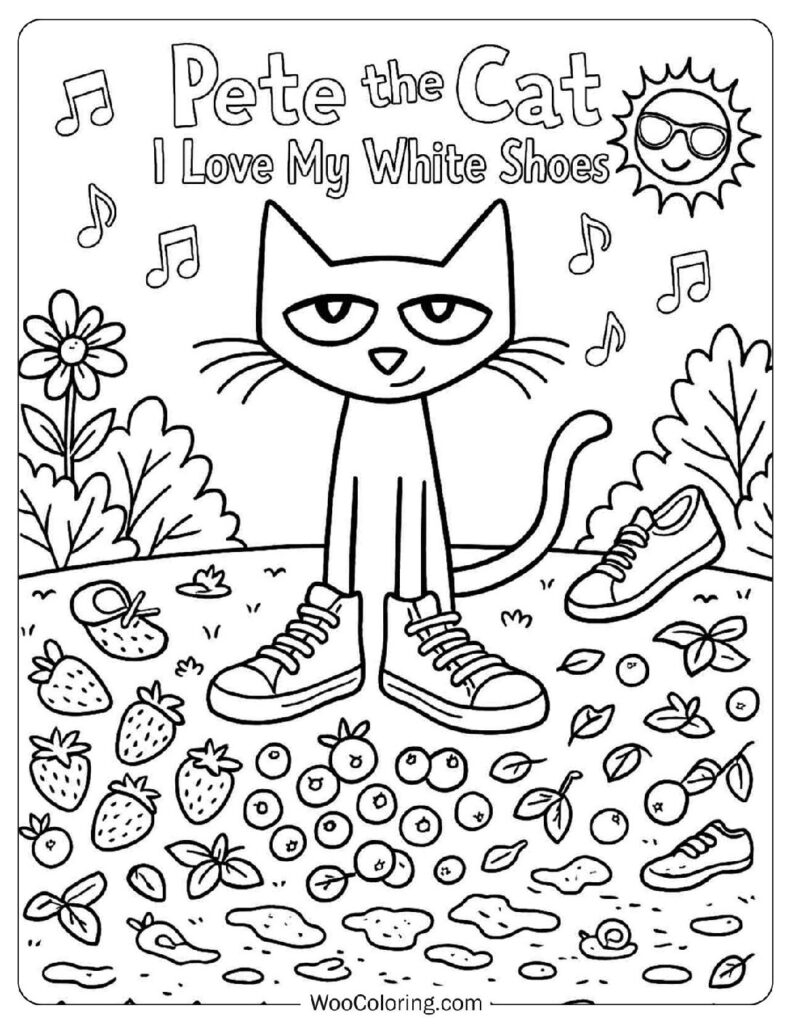 pete the cat coloring page