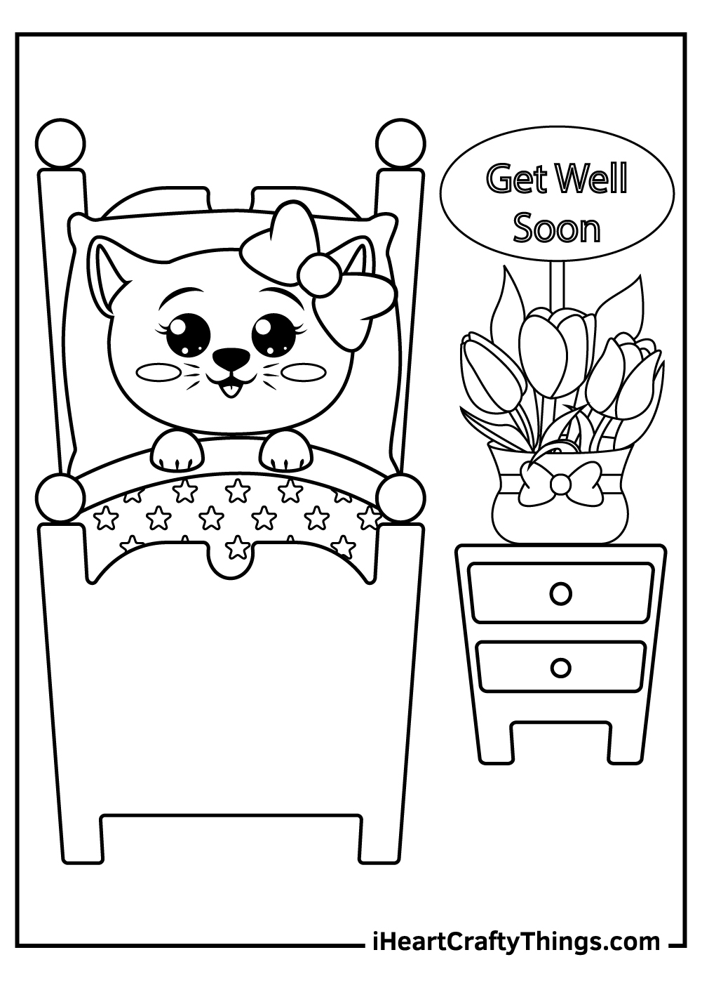 get well card coloring page