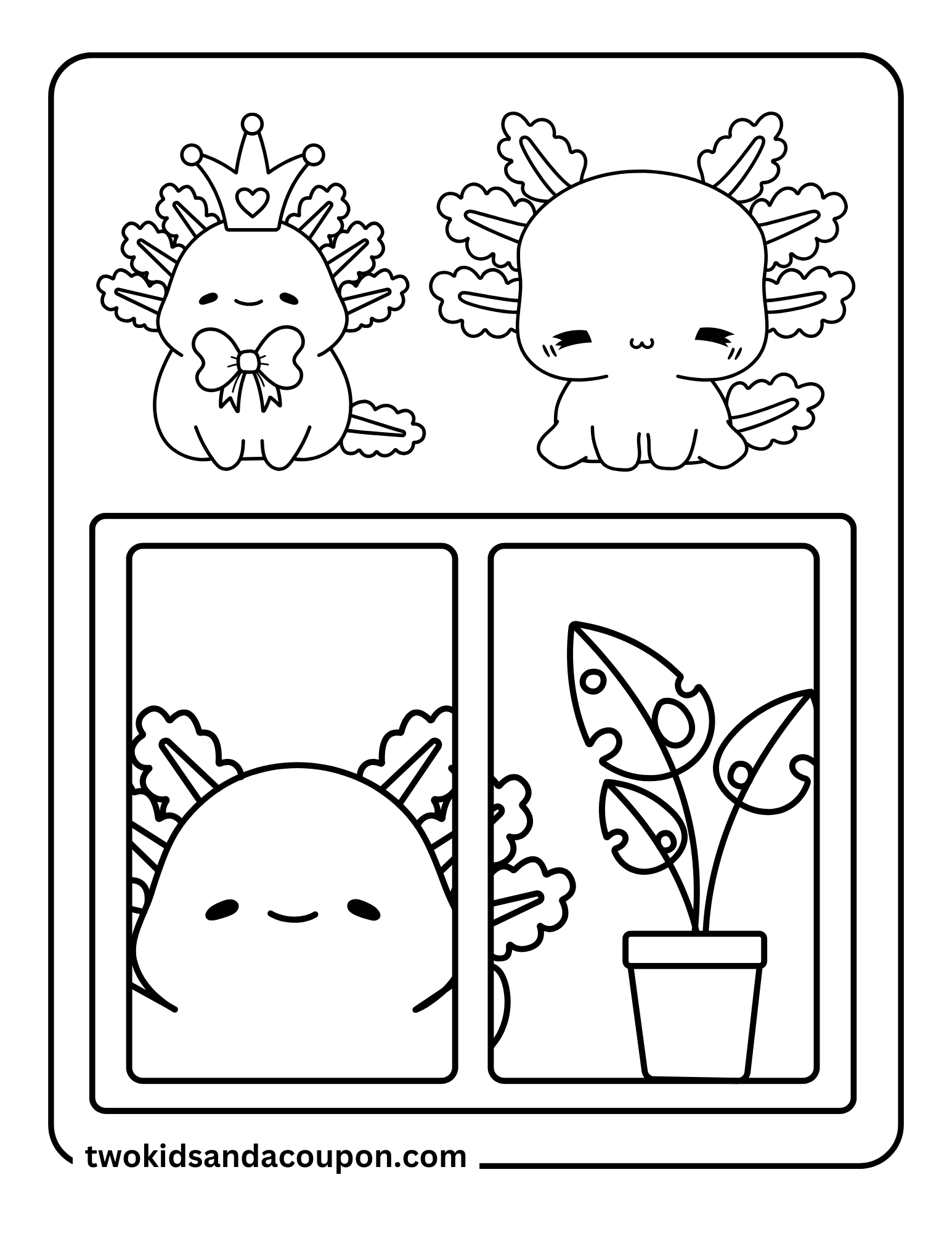 cute axolotl coloring page