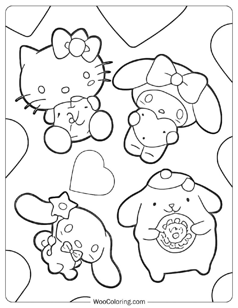 hello kitty friends coloring pages