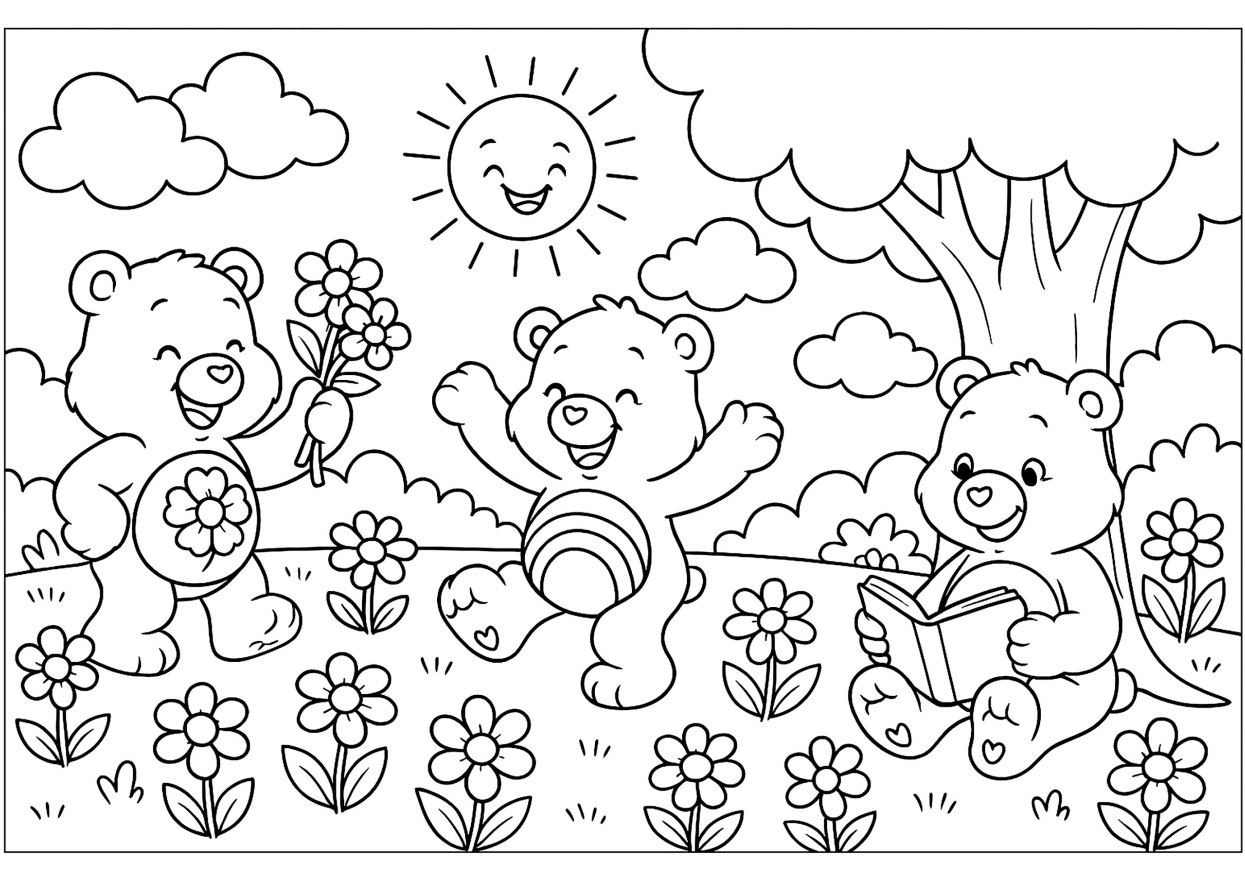 A Sunny Day For The Care Bears Care Bears Coloring Pages