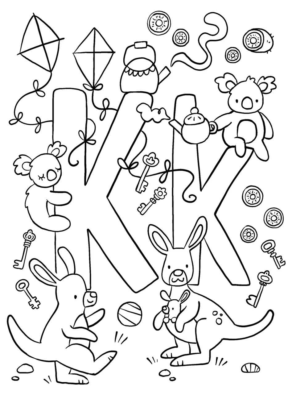 ABC Coloring Page Letter K Etsy Israel