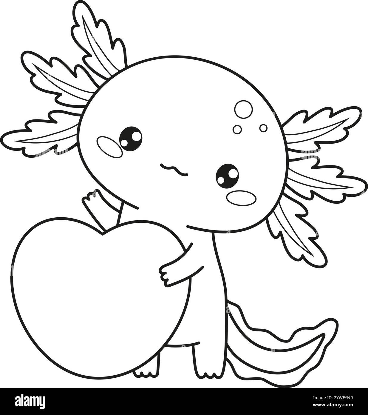 Adorable Kawaii Axolotl Coloring Page Stock Vector Images Alamy