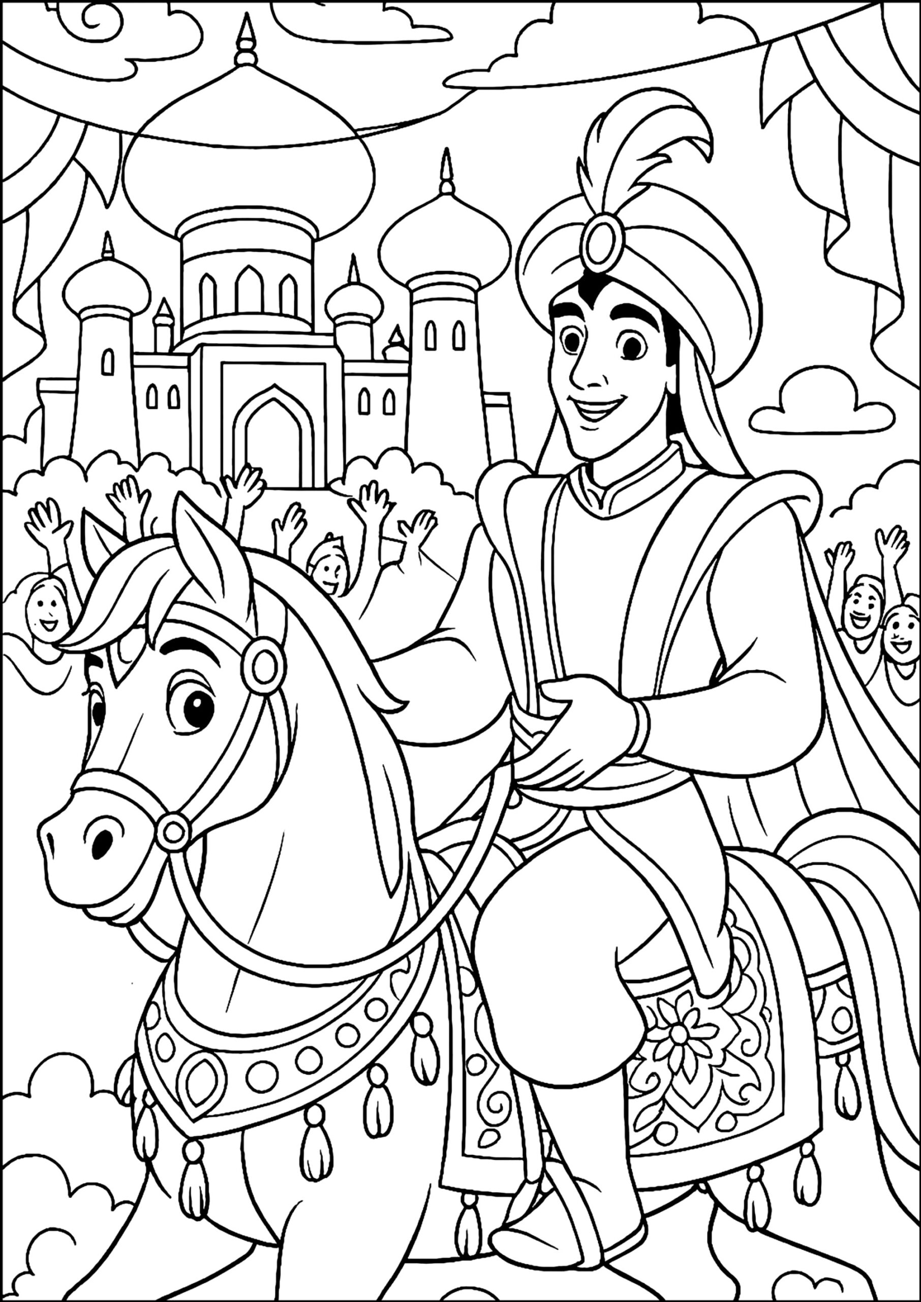 Aladdin In Royal Procession Aladdin Coloring Pages Aladdin In Royal Procession Aladdin Coloring Pages