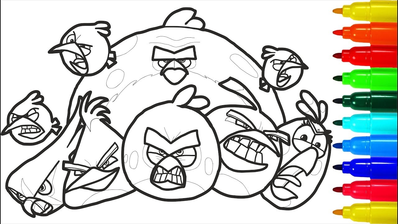 Angry Birds 3 Coloring Pages Colouring Pages For Kids With Colored Markers YouTube