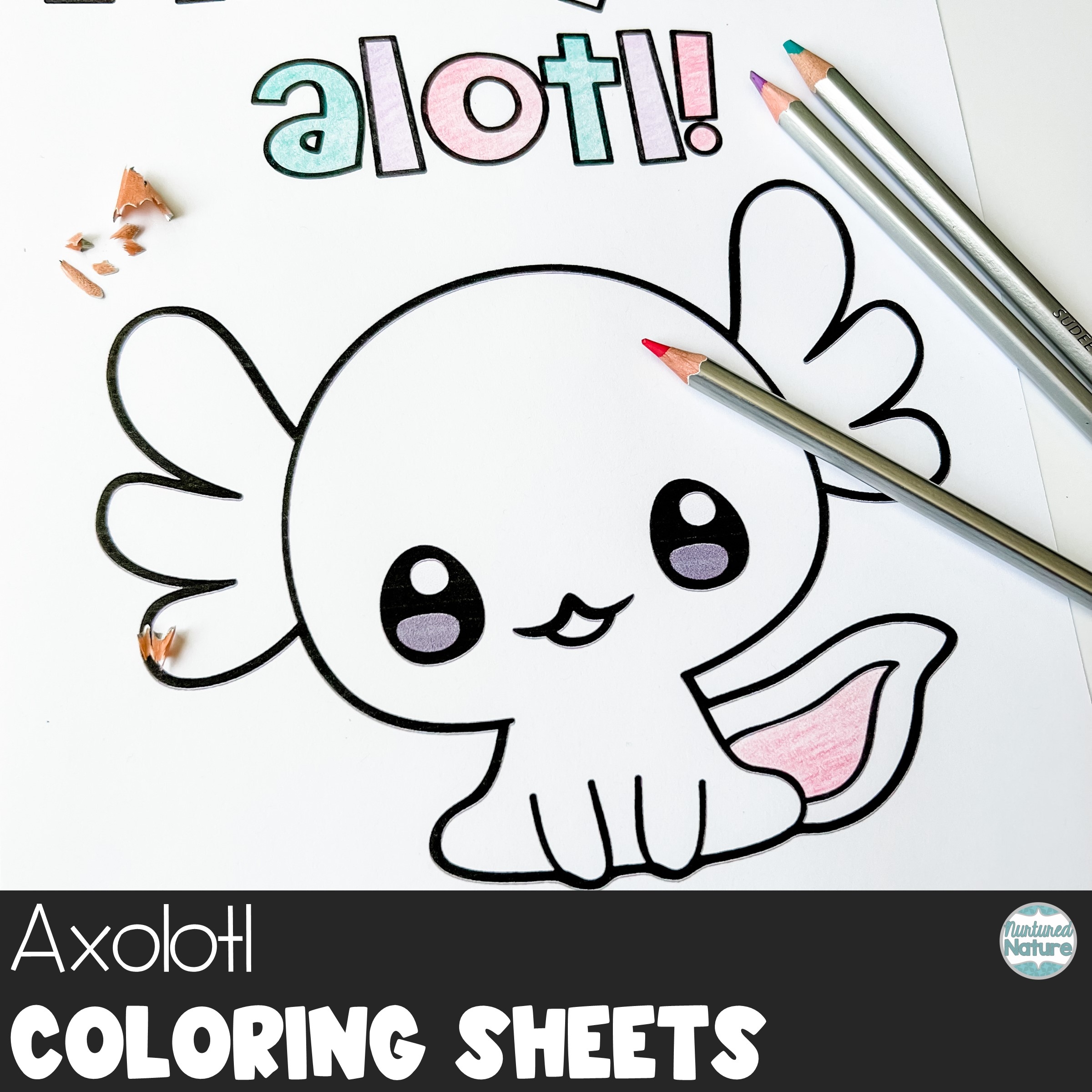 cute axolotl coloring pages
