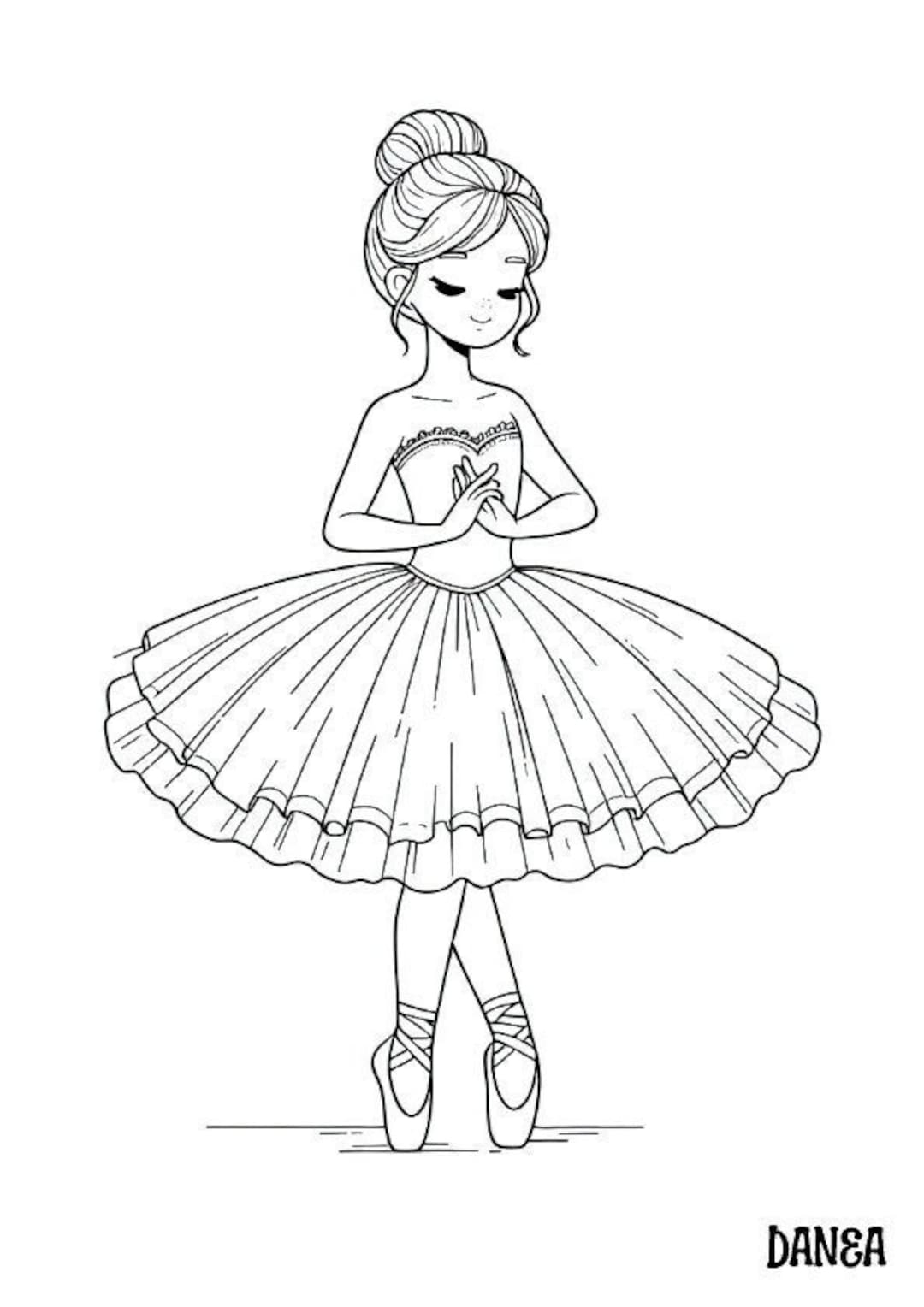 Ballerina Coloring Page Kids Printable Coloring Page Etsy Israel