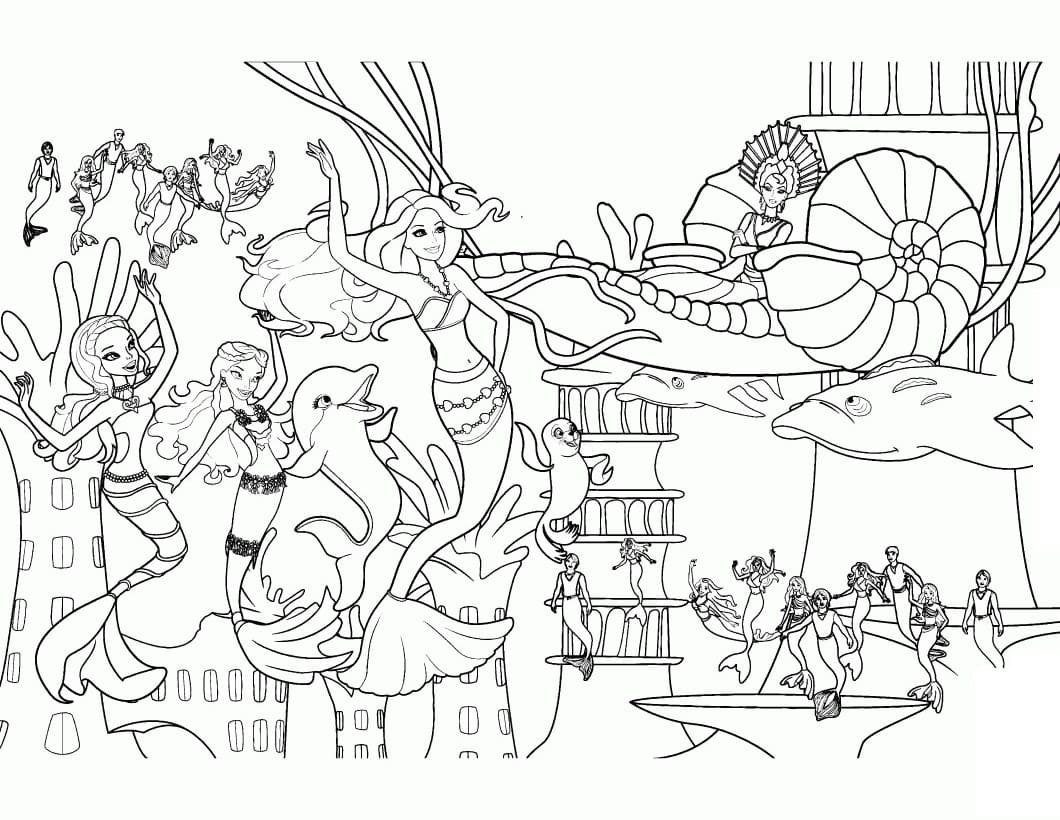 Barbie In Mermaid Tale Coloring Pages Digital Printable PDF Barbie Tale for Kids Baby Girl Activity Fun Party Games Birthday Etsy