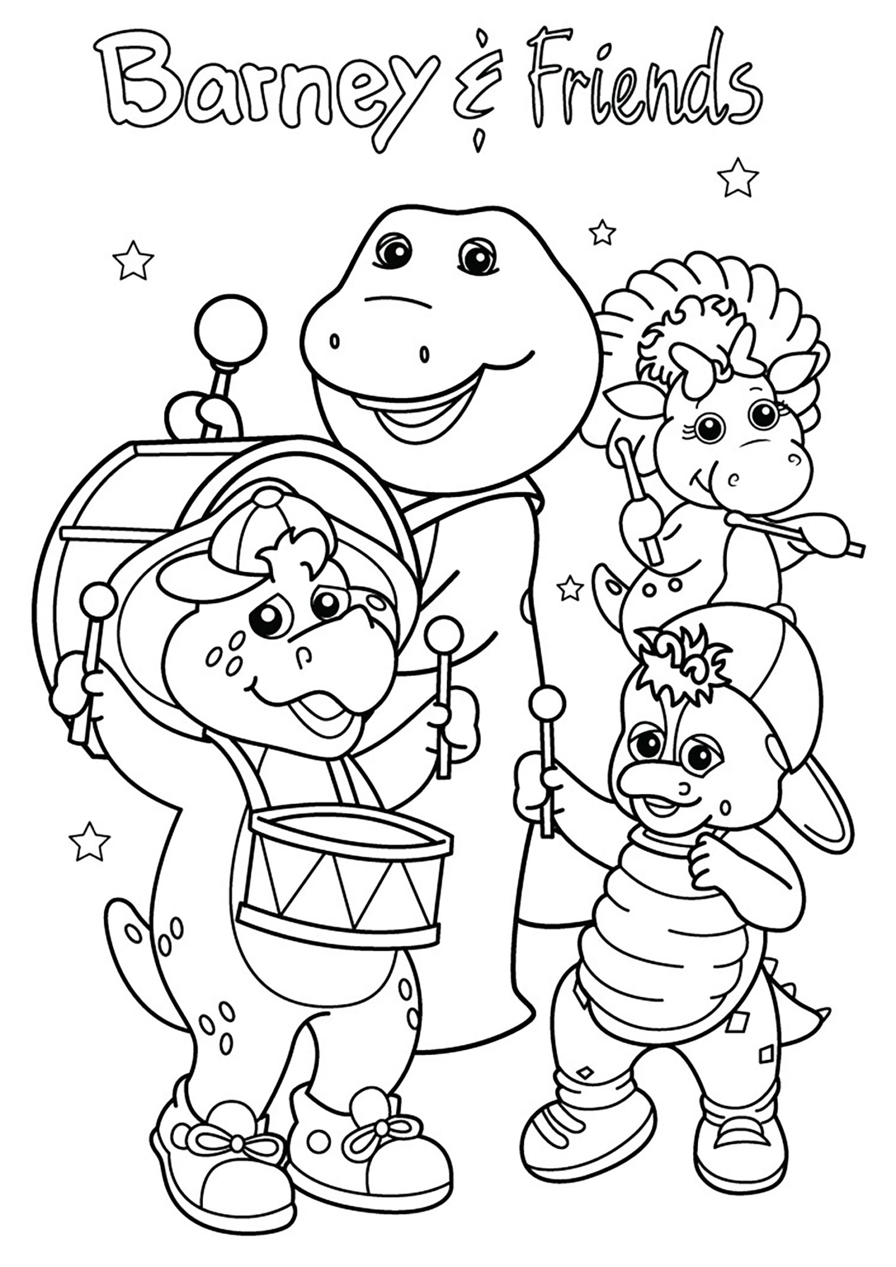 Barney Plays Music With His Friends Barney Coloring Pages