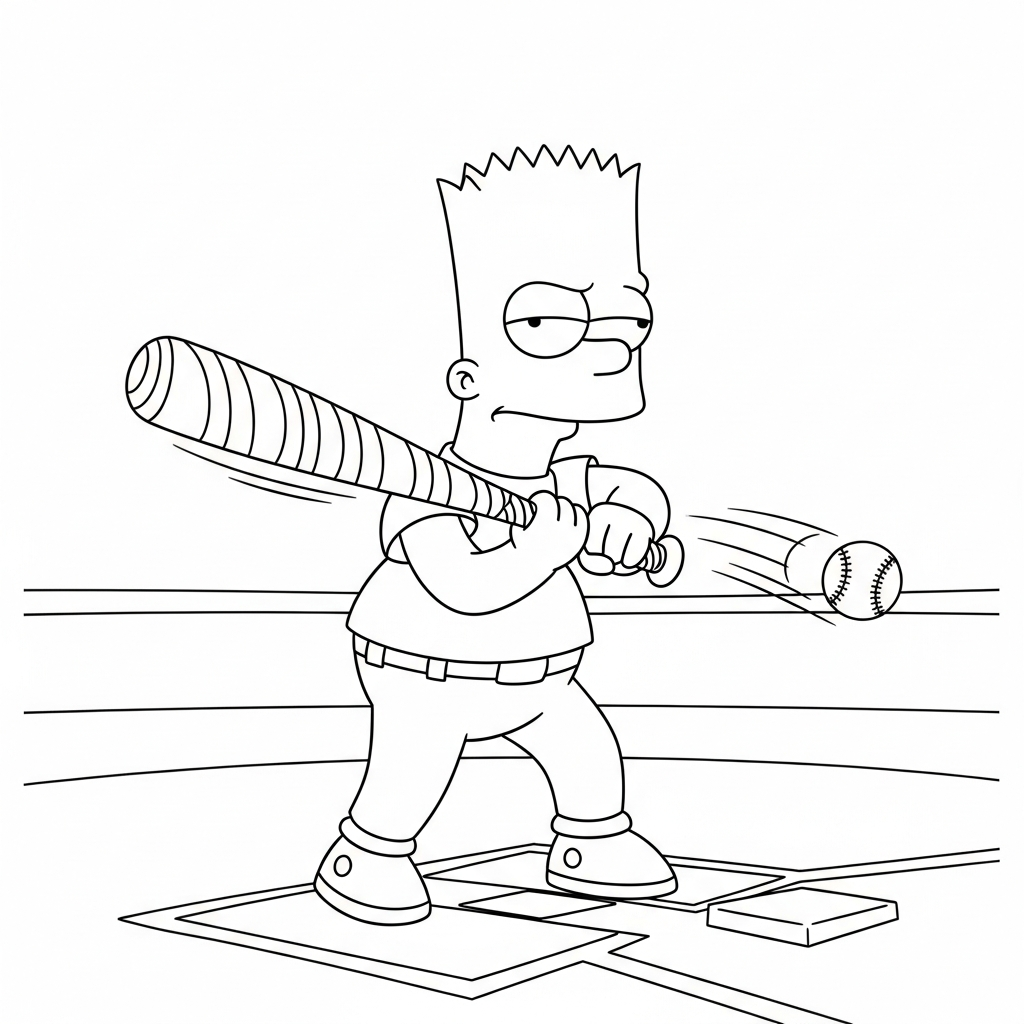 Bart Simpson Baseball Swing Coloring app Bart Simpson Baseball Swing Coloring app
