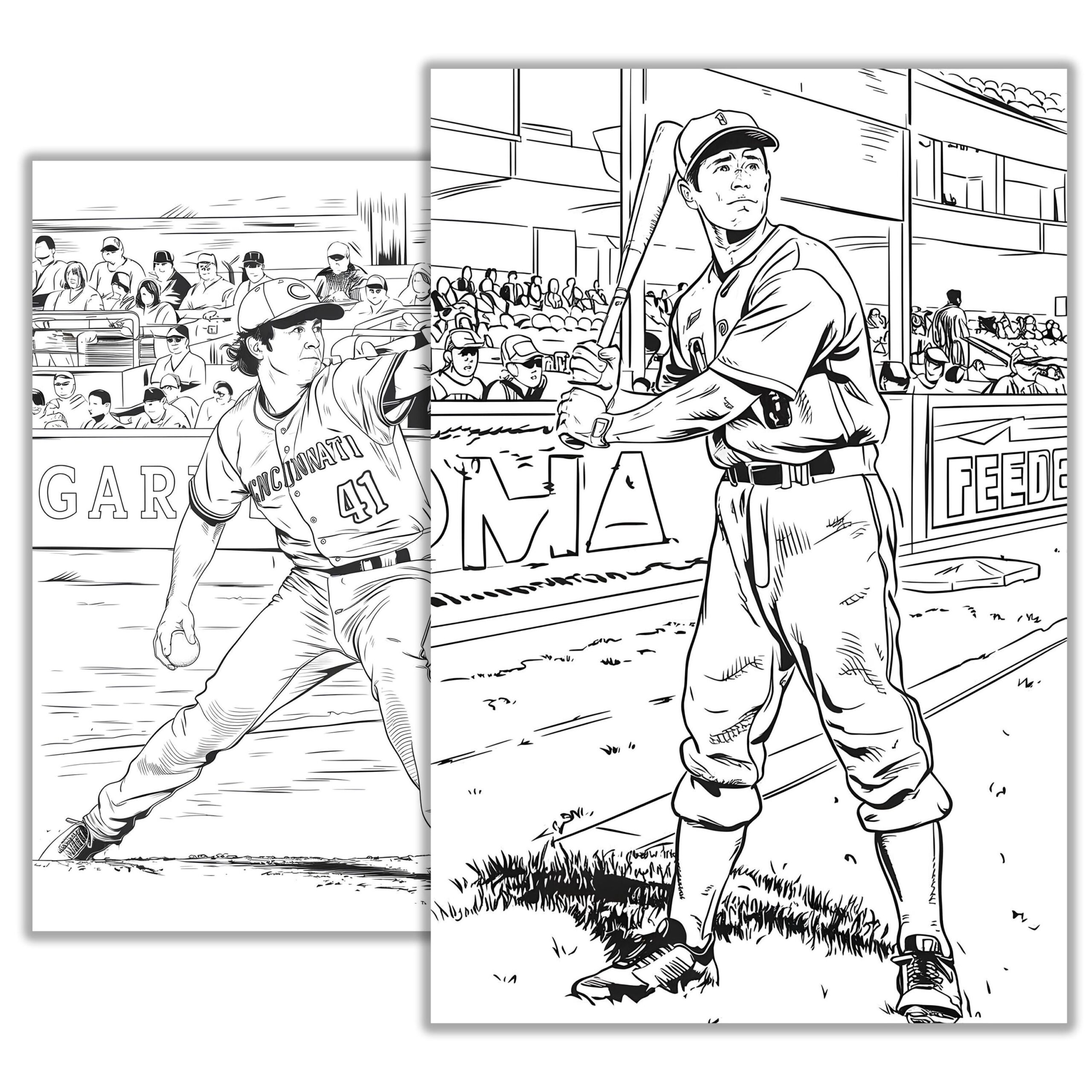 Baseball Coloring Page Sports Printable Activity Sheet Fun Line Art For Kids Adults Team Game Coloring Sheet Instant Download Etsy