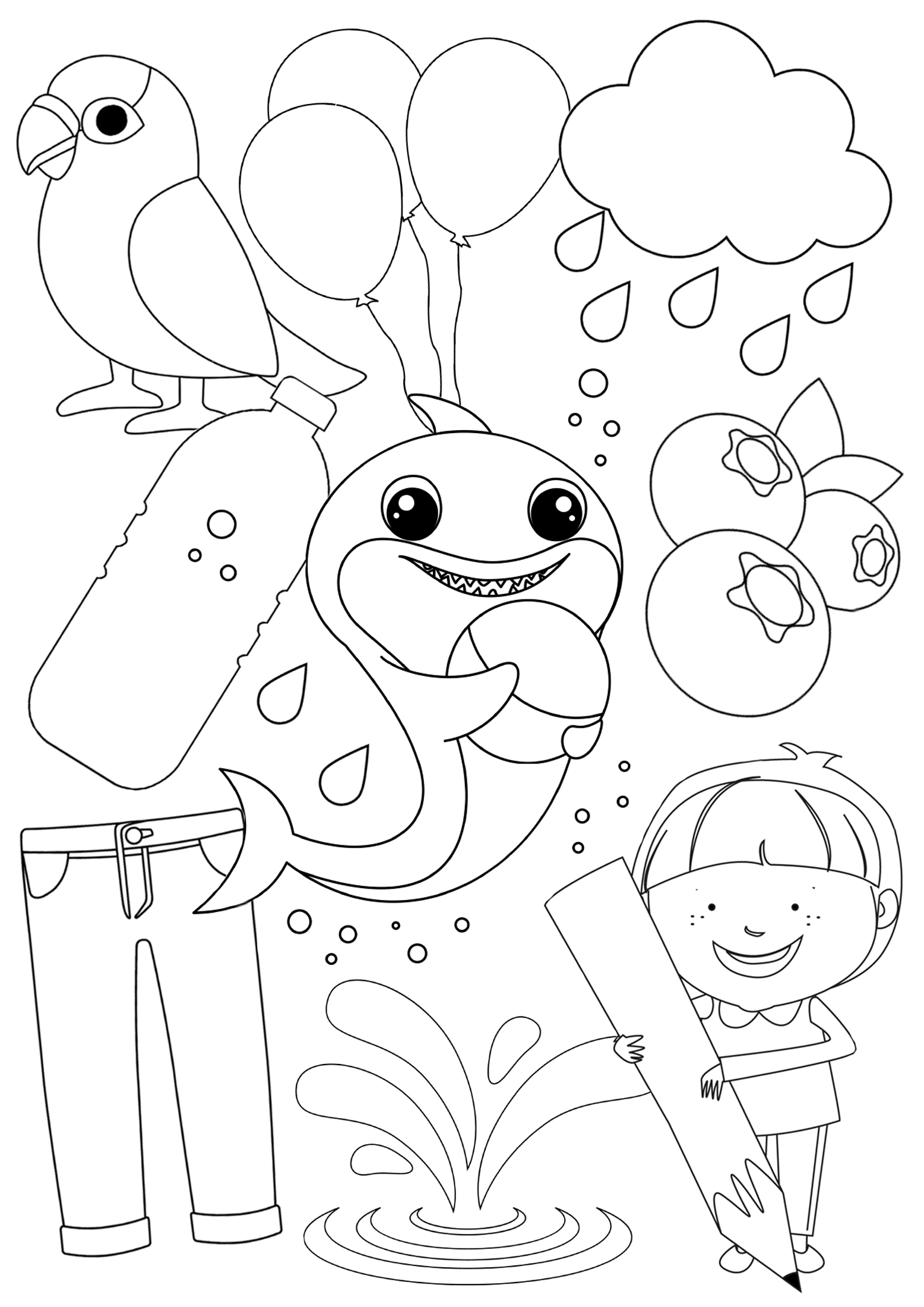 Blue Color Coloring Page Free Printable