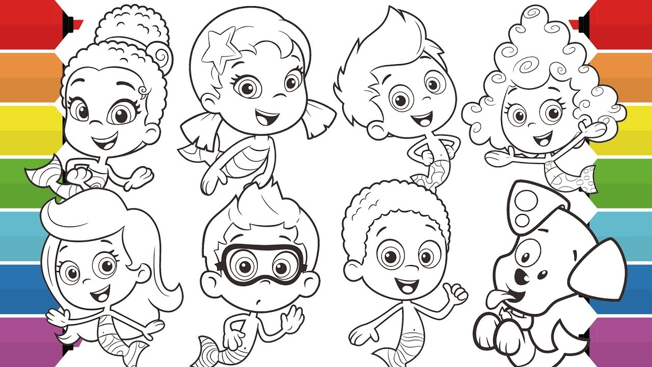 Bubble Guppies Character Coloring Pages Oona Zooli Nonny Molly Goby Gil Deema Puppy YouTube